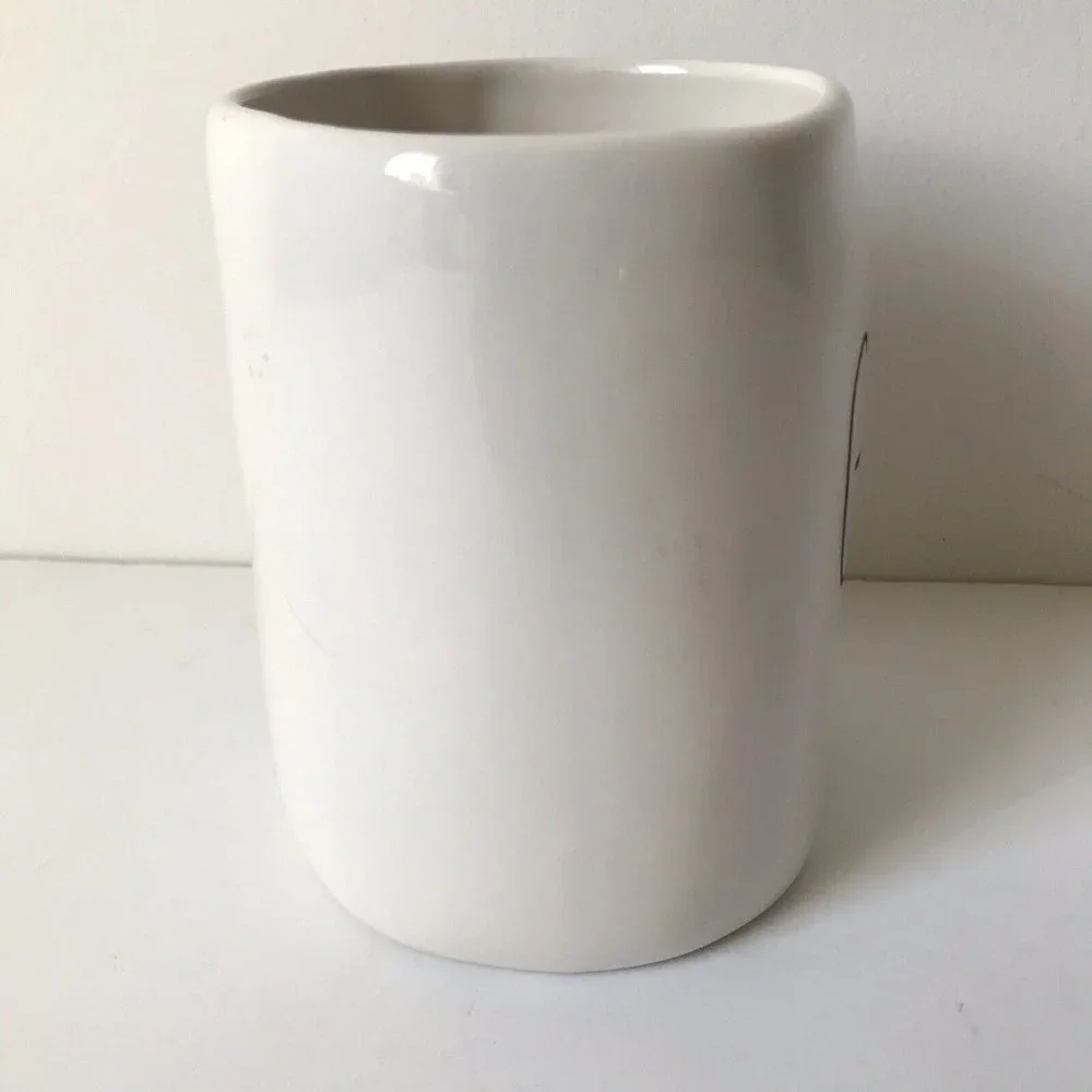 Rae Dunn Magenta‎ white GULP ceramic mug with handle coffee tea 16 oz
